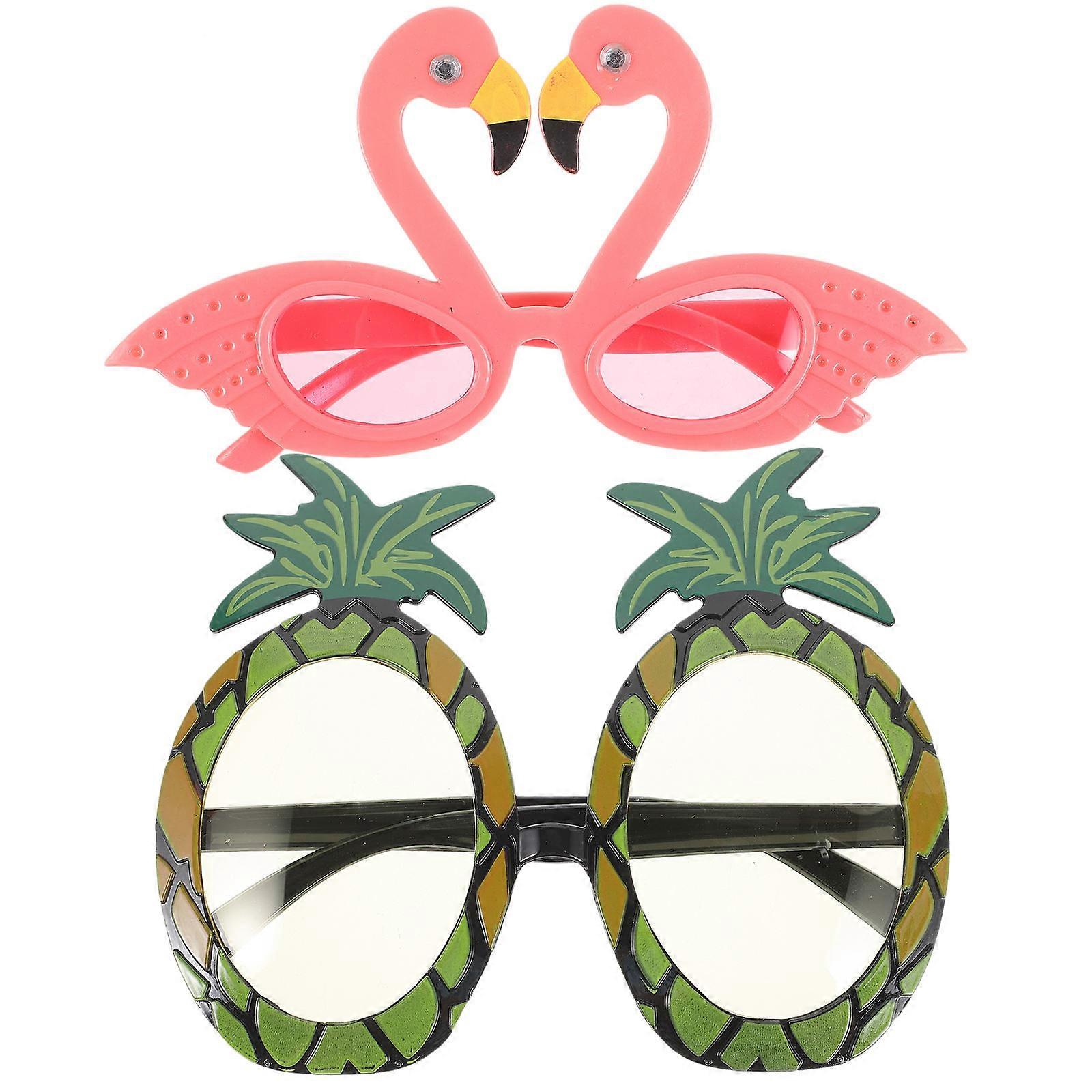 Flamingo Sunglasses Tropical Theme Beach Party Supplies Assorted Color Plastic Costume Party Prop 2Pcs