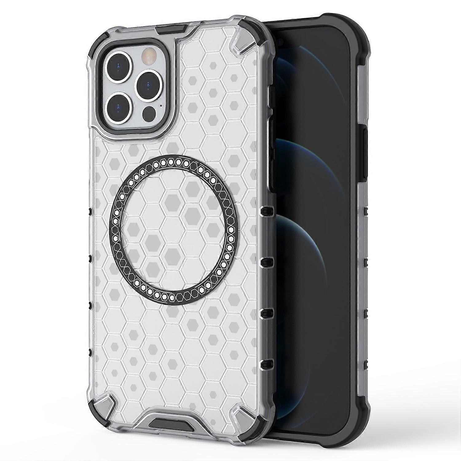 d6A Pour iPhone 12 Pro Max Magnetic Case 4 Coin Airbag Antichoc F1z Nid d’abeille TPU + PC Cover - Tran