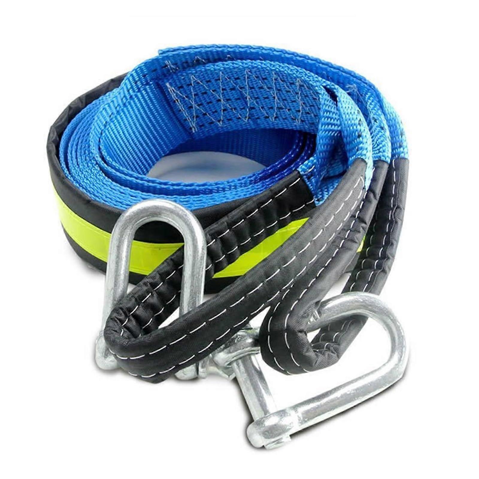 Synthetic Winch Rope Set 5 m 8 Ton Winch Tow Rope Tow Strap Car Tow Rope with Hooks for Heavy Vehicle Emergency OffRoad Recovery Tow Rope