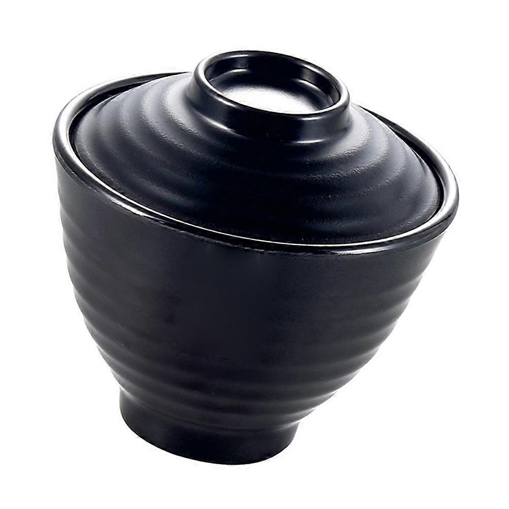 Practical Tableware Bowl Microwavable Ramen Imitation Porcelain Frosted Black For Restaurant Instant Noodles 1Set