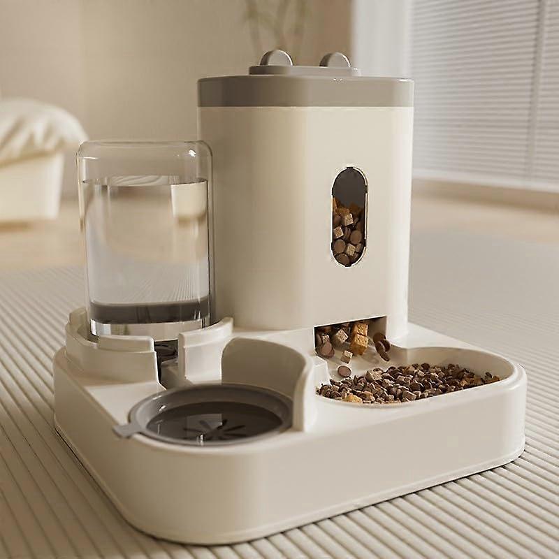 Automatic pet feeder for dogs and cats with a fresh water fountain simplifies pet feeding routine (Blue)