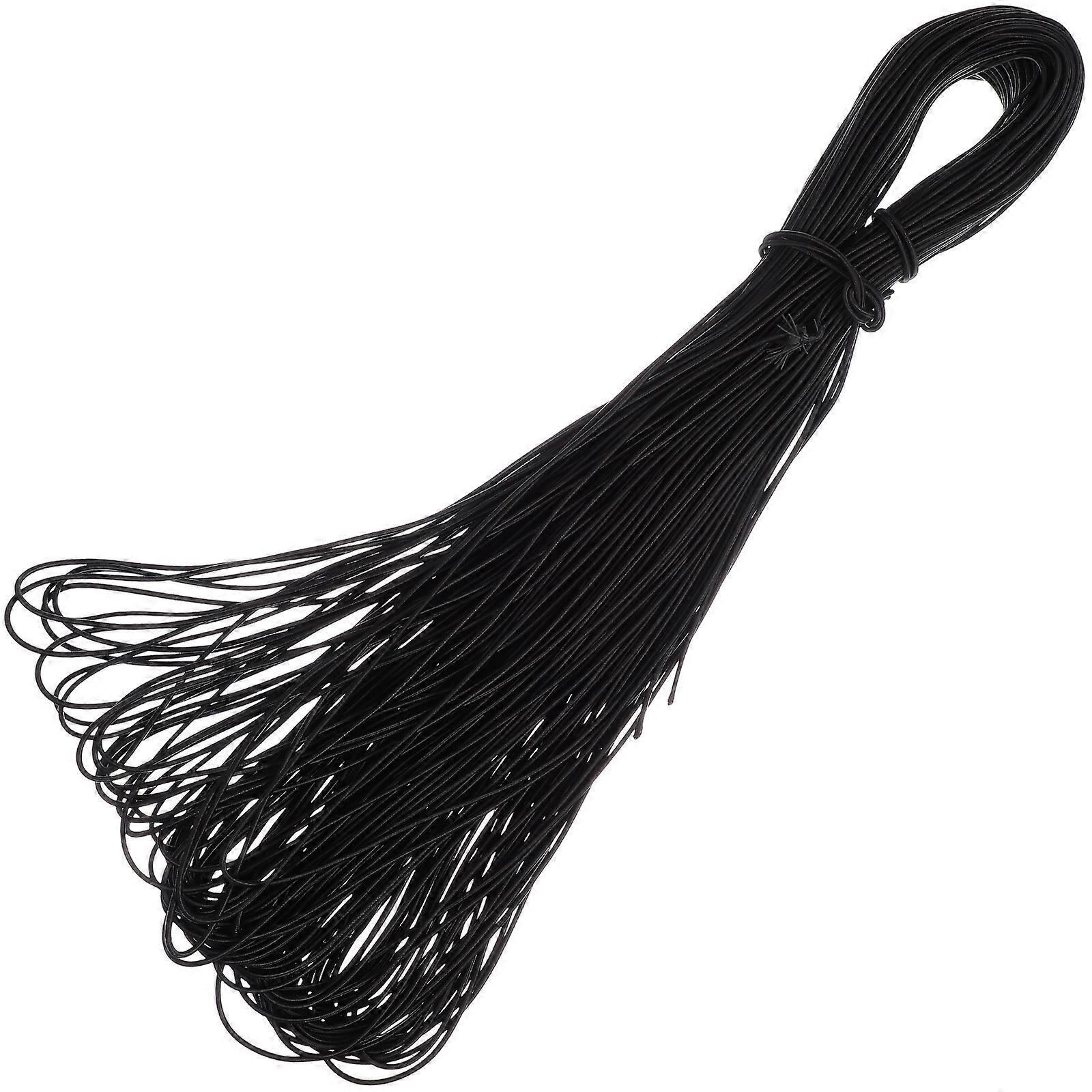 DIY Elastic Cord Polyester Latex Sewing Crafting Book Binding 100M 2.5mm Black Round Accessory 1Pack
