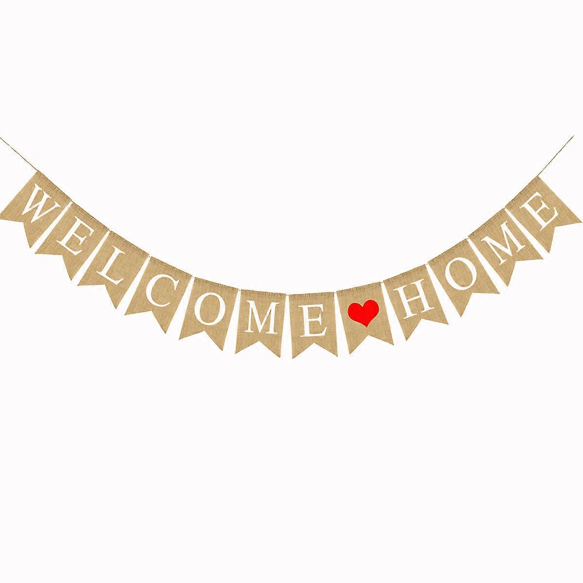 Welcome Home Garland Banner with Special Letters for Family Party Decoration Multi Linen 2.8M