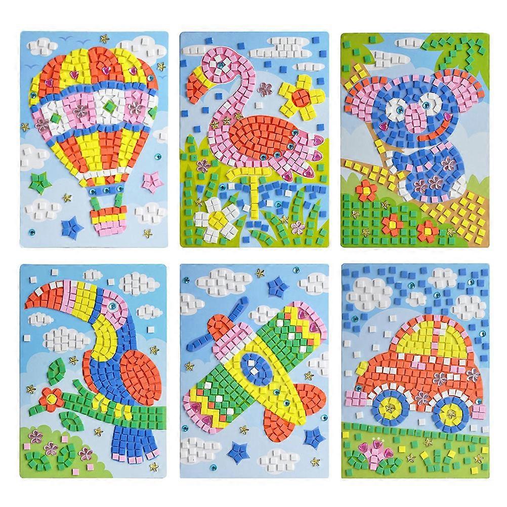 Durable Puzzle Stickers for Kids Educational DIY Mosaic Toys Assorted Color 6Pcs