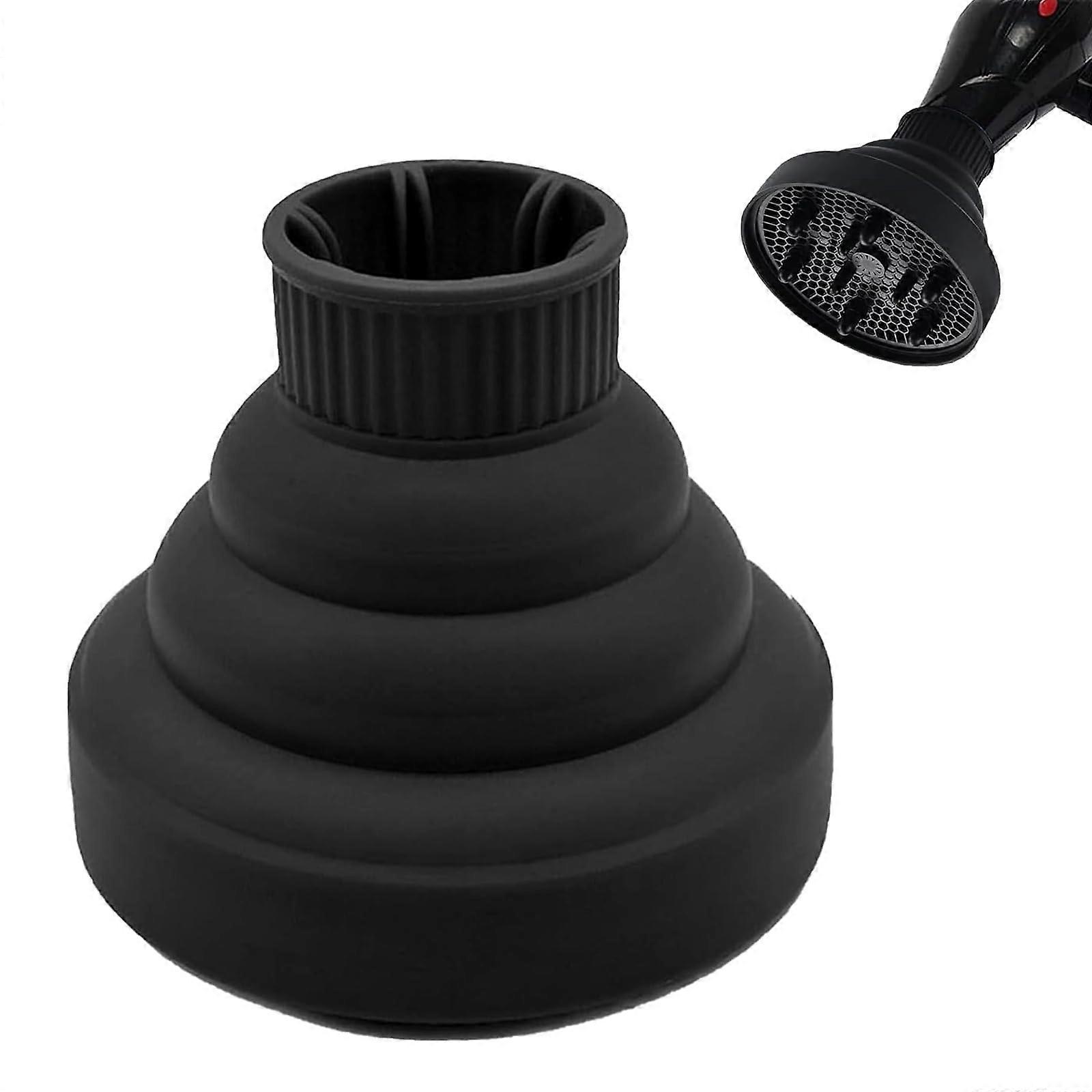 Diffuser Hair Universal Attachment for Hair Dryer, Portable Foldable Design for Curly Wavy Hair Styling, Black