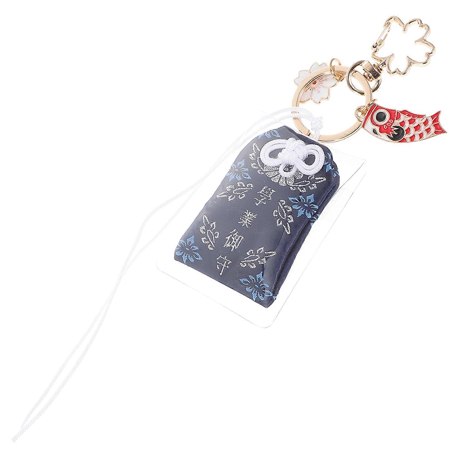 Blue Japanese Carp Keychain with Cherry Blossoms Design for Bag Decoration Lightweight and Durable 2.5 inch