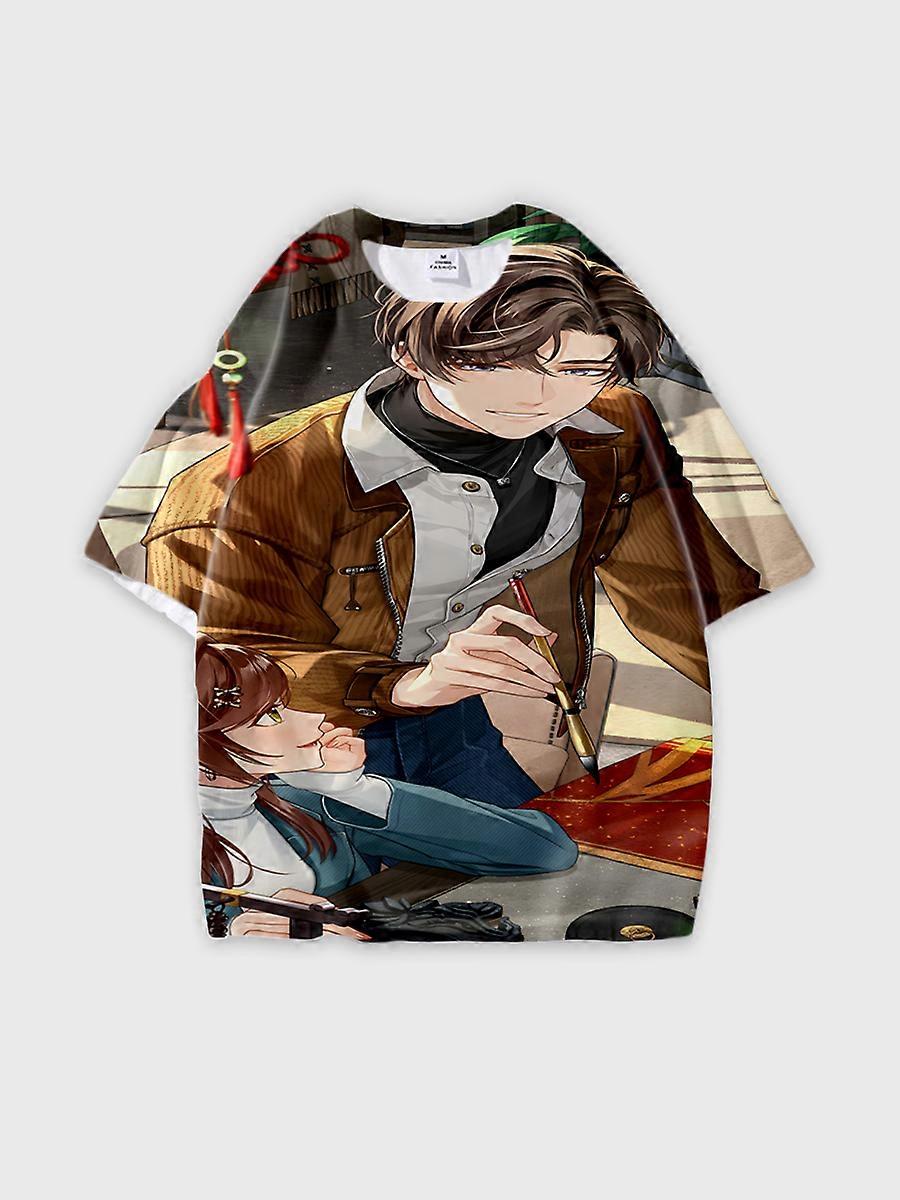 T-shirt round neck Role Pattern loose short sleeve E3403