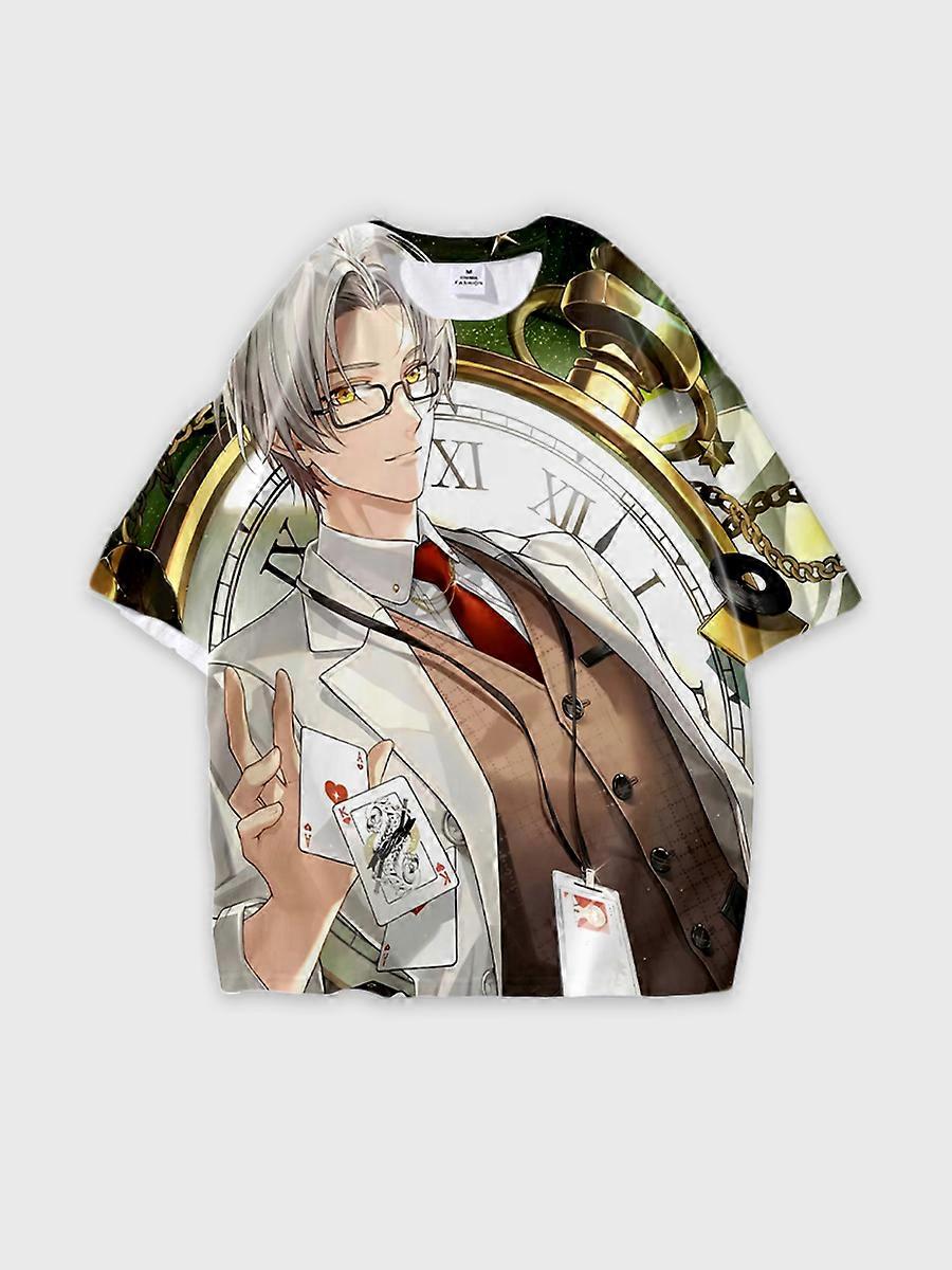 T-shirt round neck Role Pattern loose short sleeve E3256