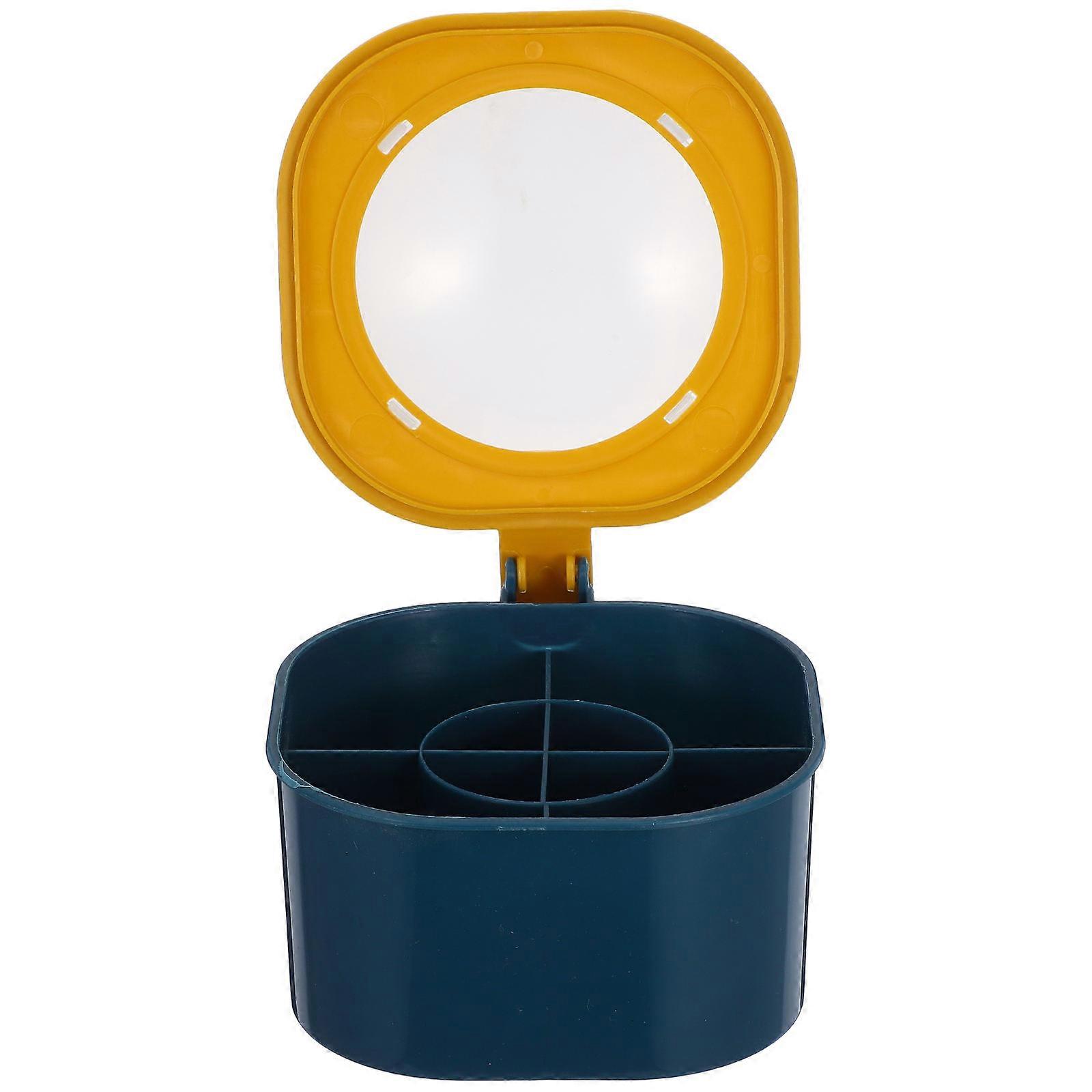 Blue Plastic 4 Compartments Seasoning Box for Storage Using with Freshness Preservation and Space Saving Design 4 Spoons Included