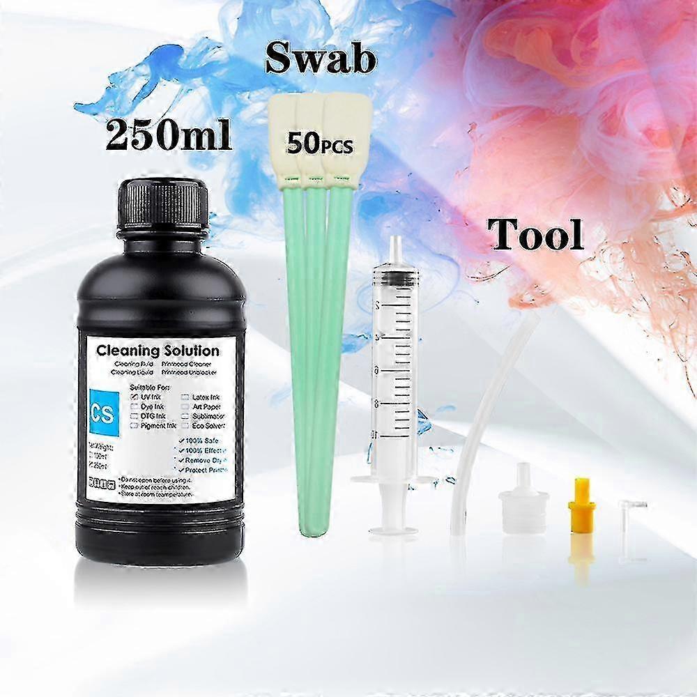 2025 unique 250ML UV Ink Cleaning Liquid Tool For Epson Roland for Mimaki for Mutoh Ricoh Printer Printhead Tube Cleaner Solution With Swab