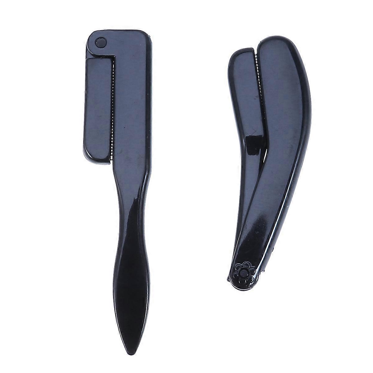 Foldable Eyebrow Comb with Stainless Steel Teeth and Black Plastic Handle for Makeup 2PCS