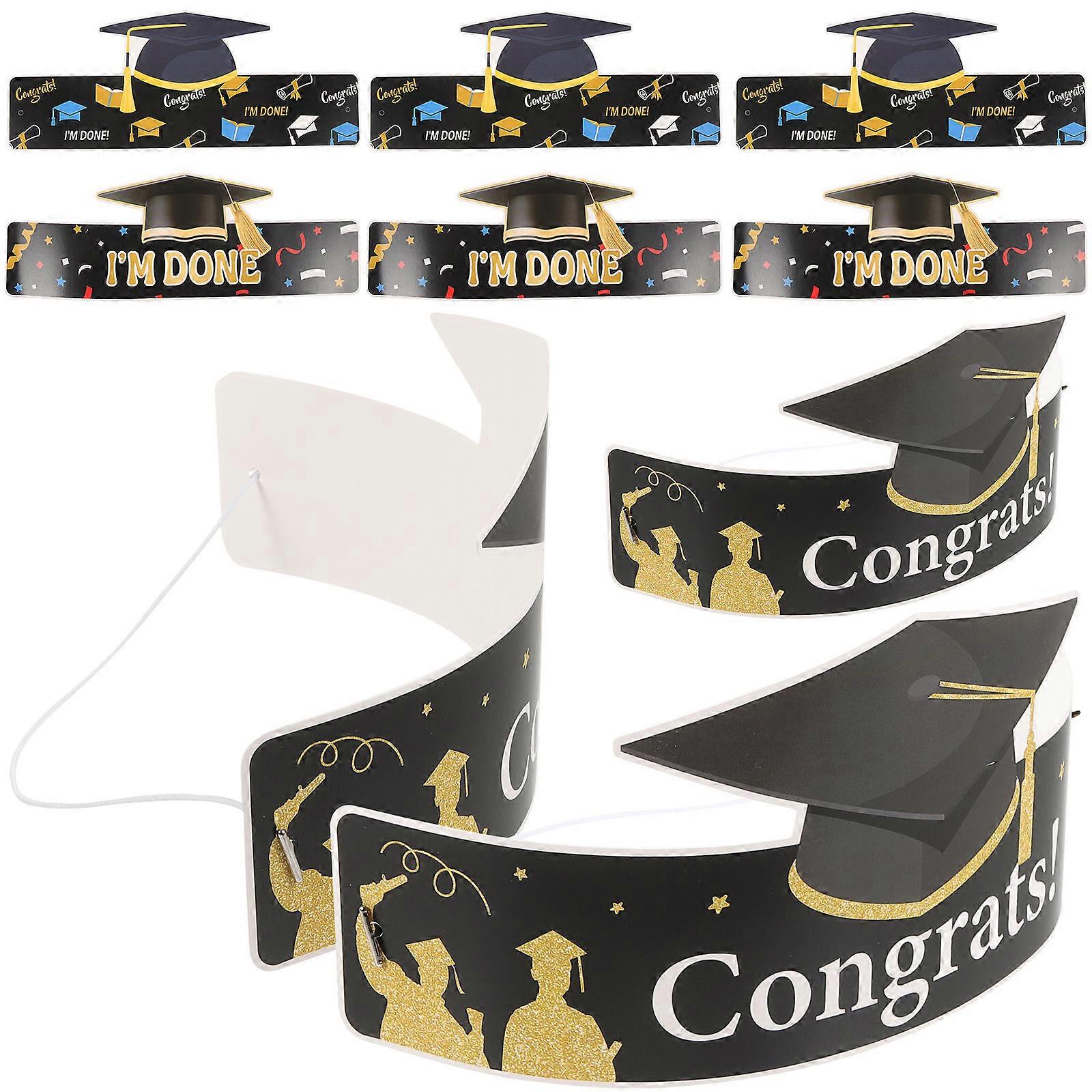 DIY Graduation Hats Decoration Assorted Color Paper Crowns For Kids And Graduates Party Props 9Pcs