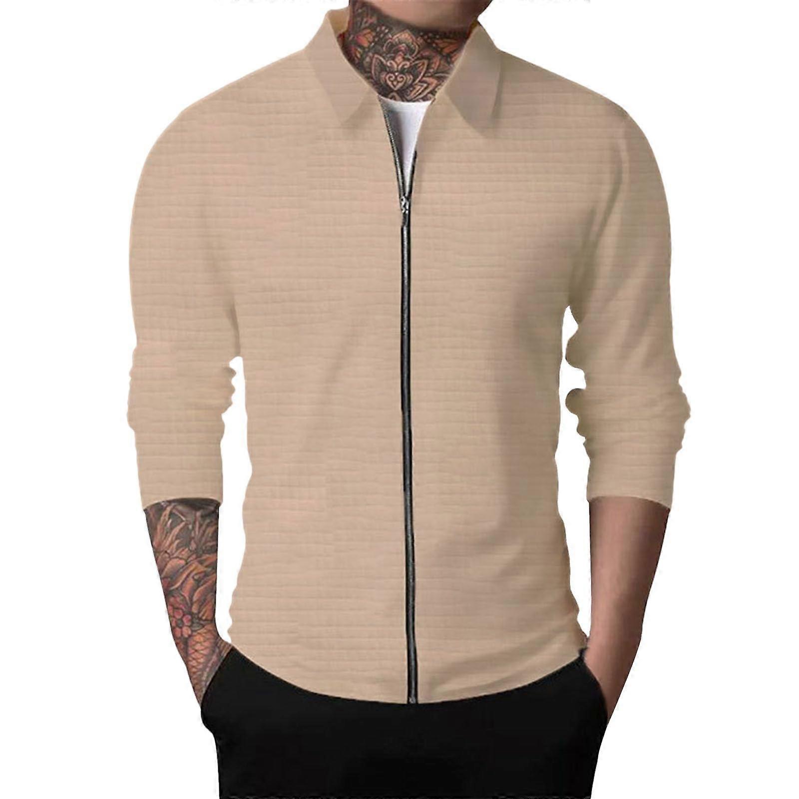 Men's Long Jacket Oversize Outdoor Transition Jacket Lined Softshell Quilted Vest Khaki S Parka