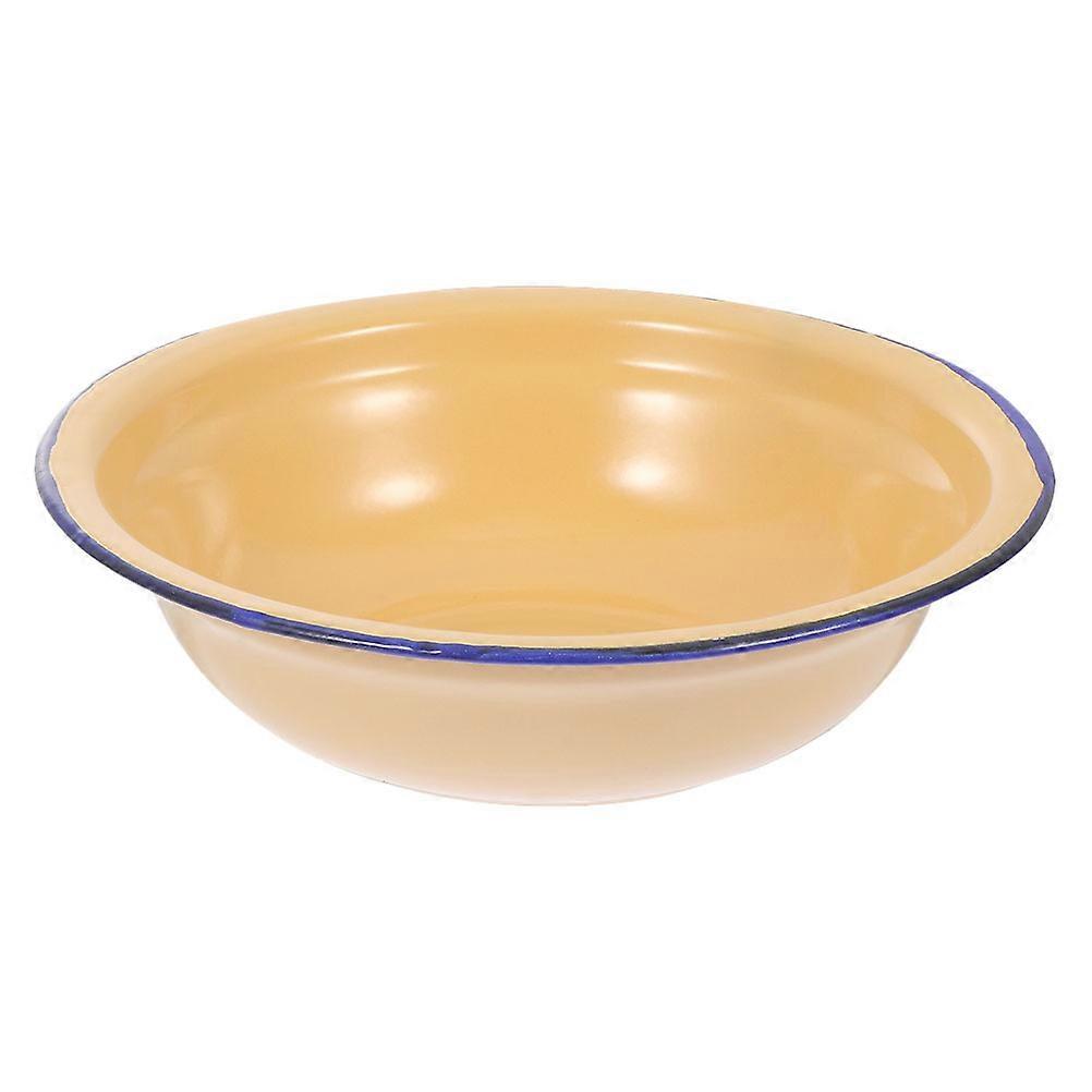 Bol à soupe rétro en émail pour ustensiles de cuisine 28X28X7.5CM Jaune Multifonctionnel 1Pack