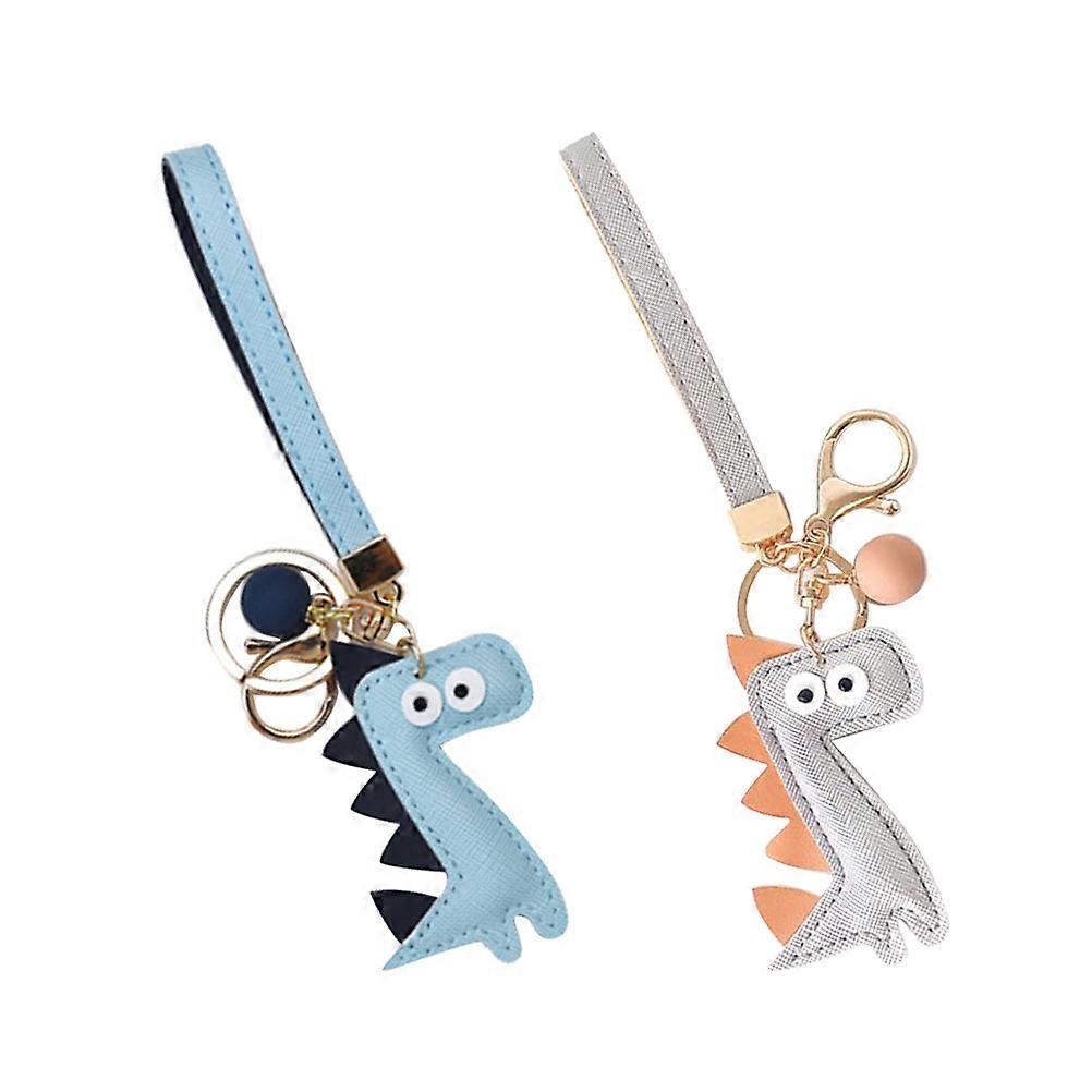 Keychain Dinosaur-Shaped PU Key Holder for Decoration 2Pcs Set