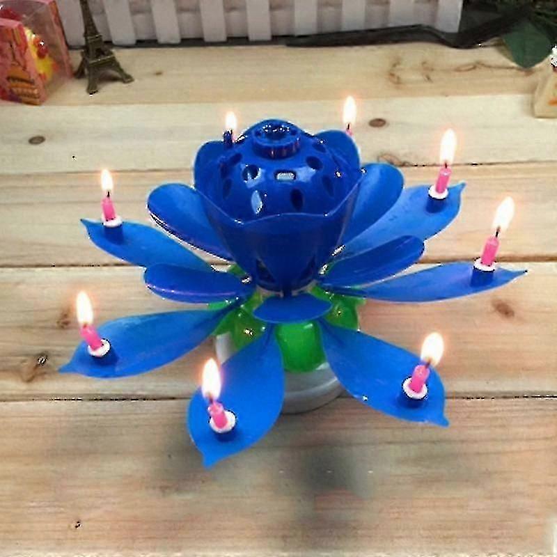 Lotus-Shaped Rotating Happy Birthday Music Candle with Singing Feature