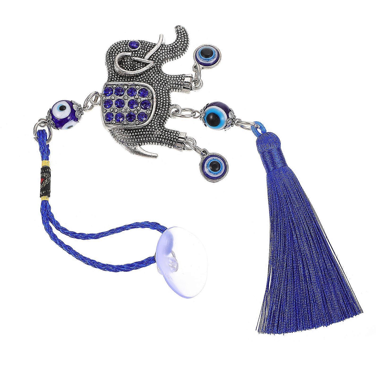 Hanging Ornament Blue Eye Car Home Decor Tassel Pendant 26.5x3.5cm 1Set