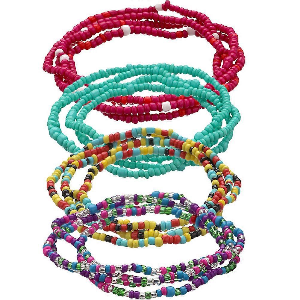 Beaded Waist Chain 4Pcs Assorted Color Jewelry For Women Suitable For Music Festival Beach Style