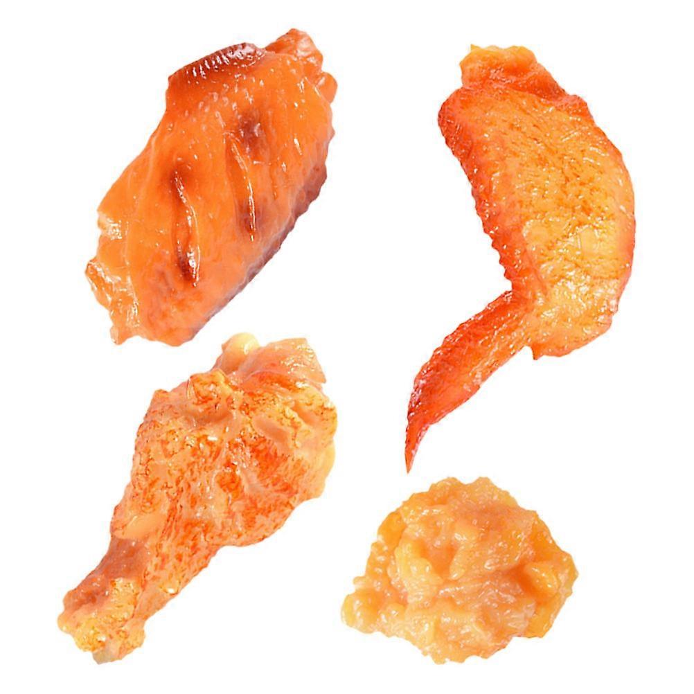4pcs Realistic Fake Fried Chicken Models for Bakery, Restaurant Display, Photography, Kitchen Decor, and Events