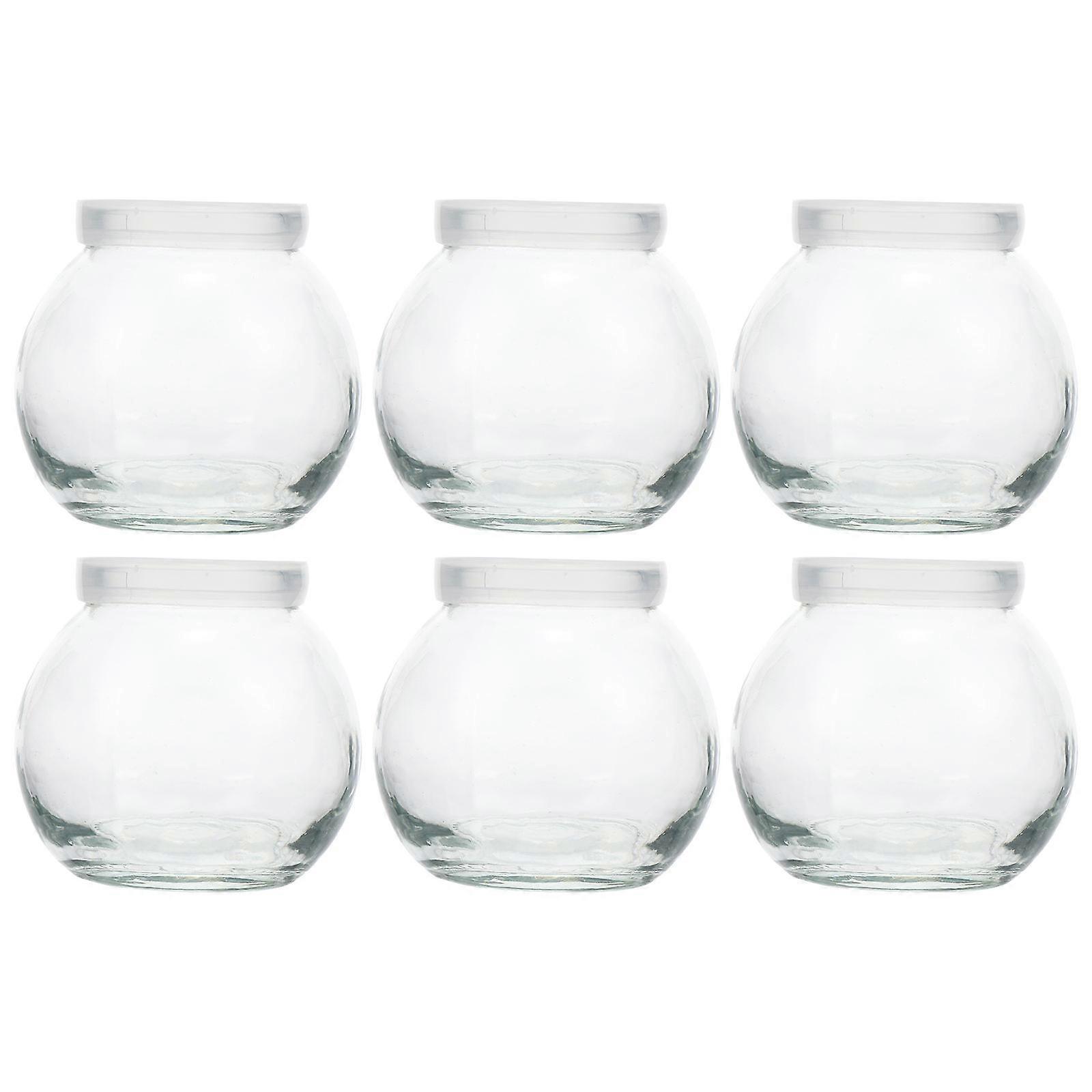 Reusable Assorted Color Yogurt Jars Crafted From Glass Perfect For Camping And Shopping 6Pcs Food Storage Solution
