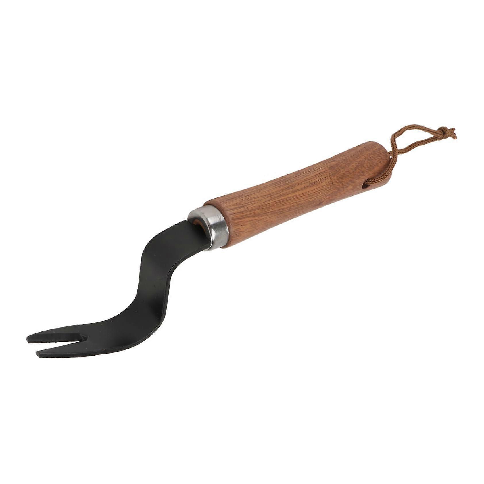 1 piece Manual Weed Puller with Wooden Handle Root Lifter for Removal Corrosion Resistant for Gardening