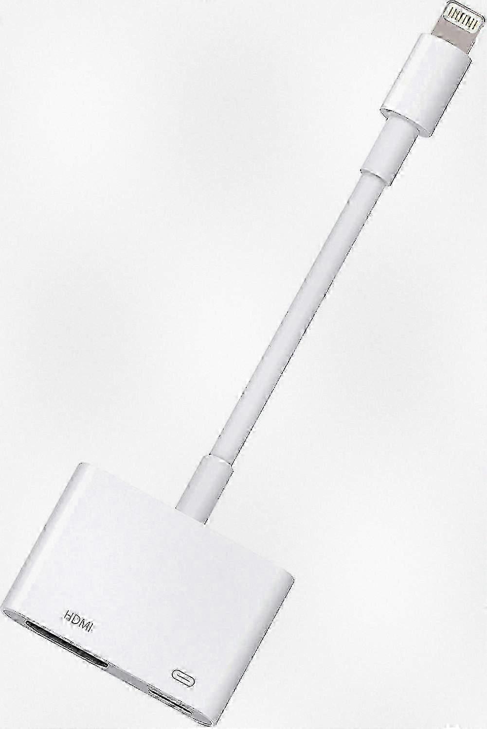 2025 Lightning to HDMI Digital AV Adapter 1080p with Charging Port for Compatible iPhone, iPad, iPod Devices and TV Monitor Projector (White)