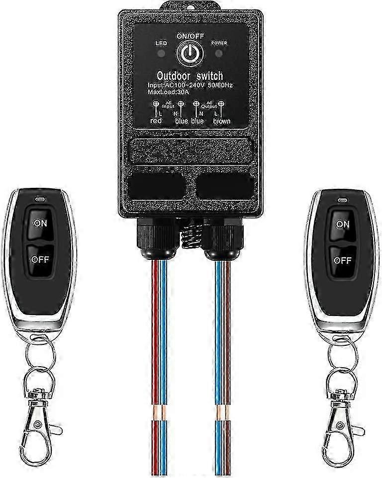 IP65 Waterproof Wireless Remote Switch for AC 110V/220V/230V/240V, RF Control with 40A Relay & Extended 328ft Beam