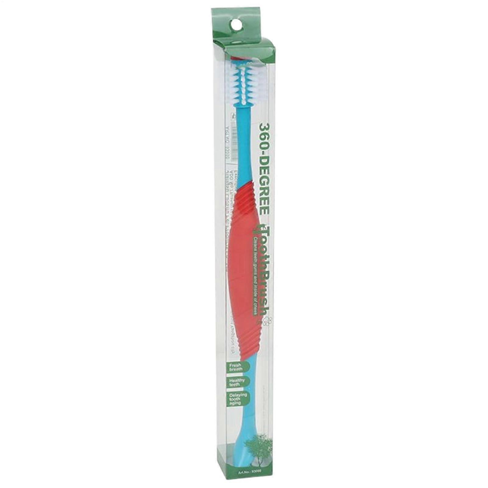 Dualheaded puppy toothbrush, soft bristles, ergonomic handle for home, travel.