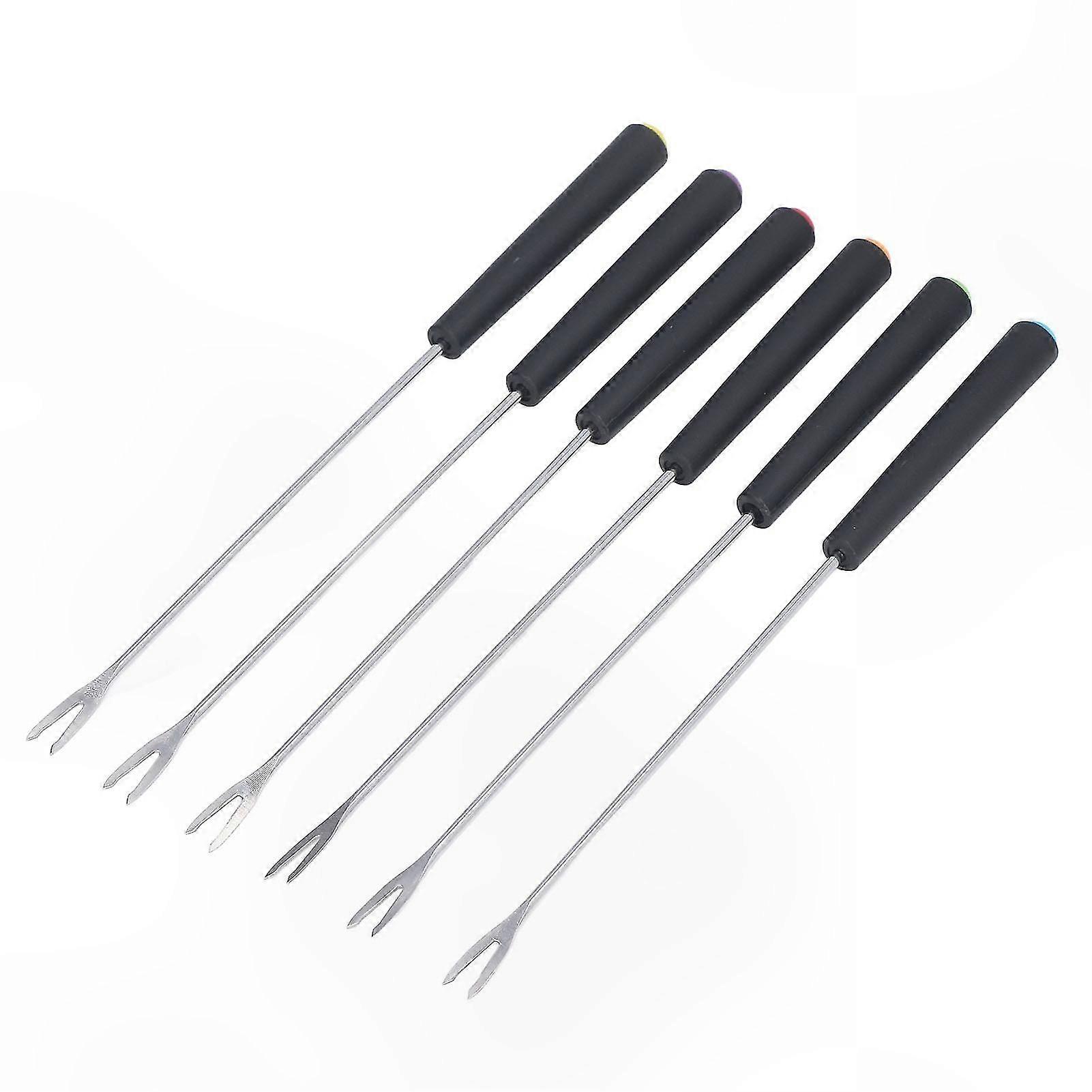 6-Piece Fondue Fork Set, Durable Stainless Steel Long Forks with Color-Coded Ends for Cheese, Chocolate, Fruit, and Meat