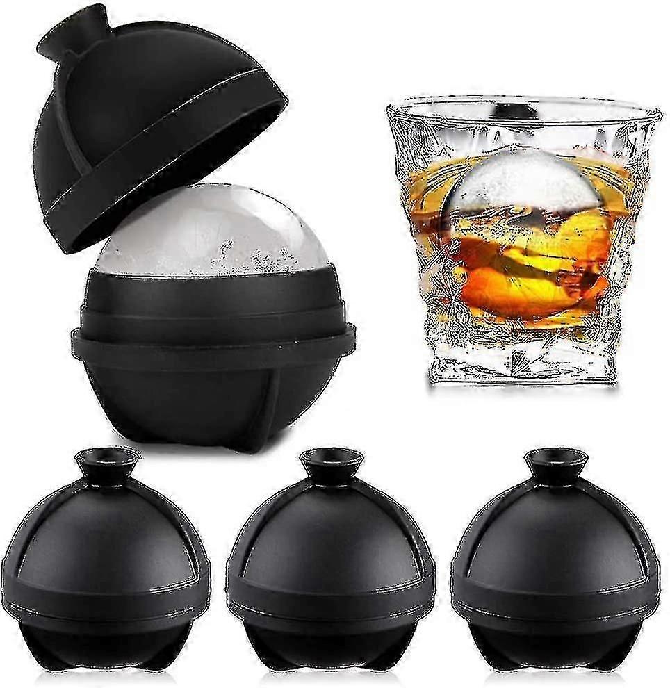 Suitable for Ice Ball Mould Set of 4, Large Silicone Ice Ball Maker BPA Free
