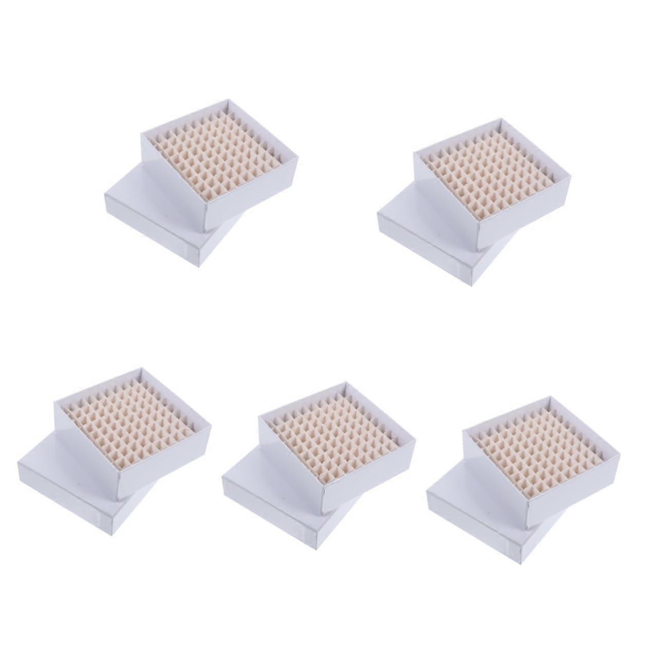 5pcs Tube Cryogenic Storage Container Microcentrifuge Tube Freezer Box 13.10x13.10x5.00cm White for Laboratory Sample Storage and Organization
