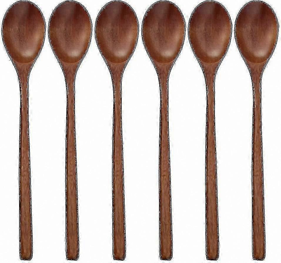 Natural Wooden Mixing Spoons, Set of 6 for Cooking and Baking
