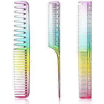 3 Peças Pente de corte fino Salão de cabeleireiro Pente de rabo de rato pente dentes finos pente anti-estático resistente ao calor