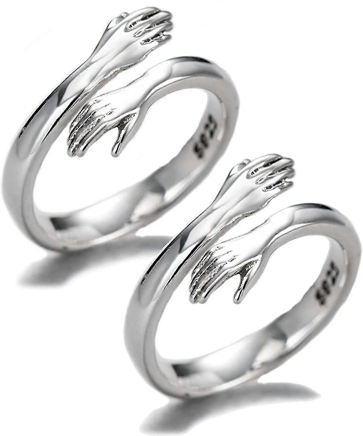 Sterling Sølv Hug Ring Sett For Par Kvinner Jenter Smykker