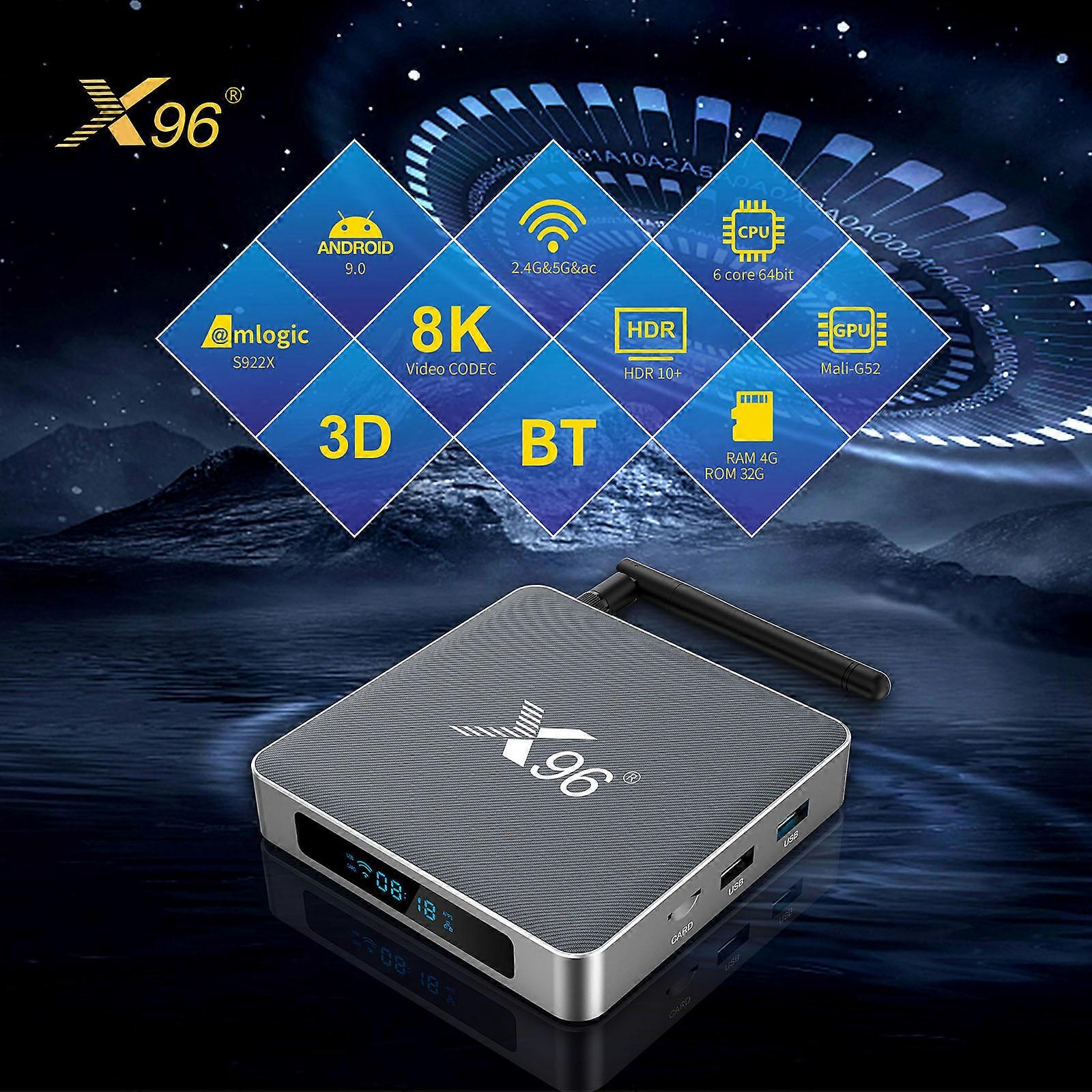 X96 X9 Android 9.0 Smart TV Box Amlogic S922X 4GB / 32GB 2.4G & 5G WiFi 1000M LAN 4K Media Player H.265 VP9 Decoding with Voice Remote Control