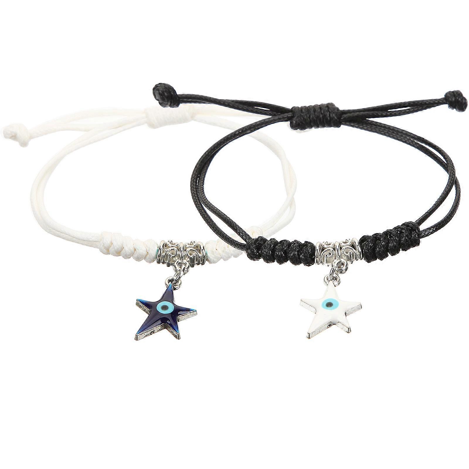 Bracelet Pendant Star and Round Evil Eye Jewelry for Couples School Office Assorted Color Alloy 1Pair
