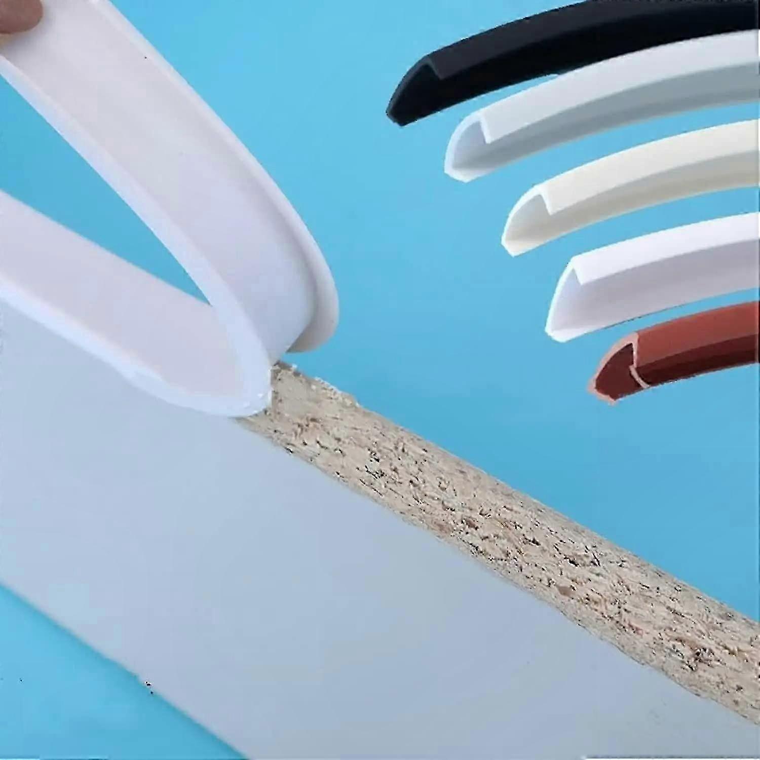 White U-Shaped Edge Guard Strip for Furniture and Cabinet Restoration, 16mm x 3m, Self-Adhesive Flexible Trim Protector