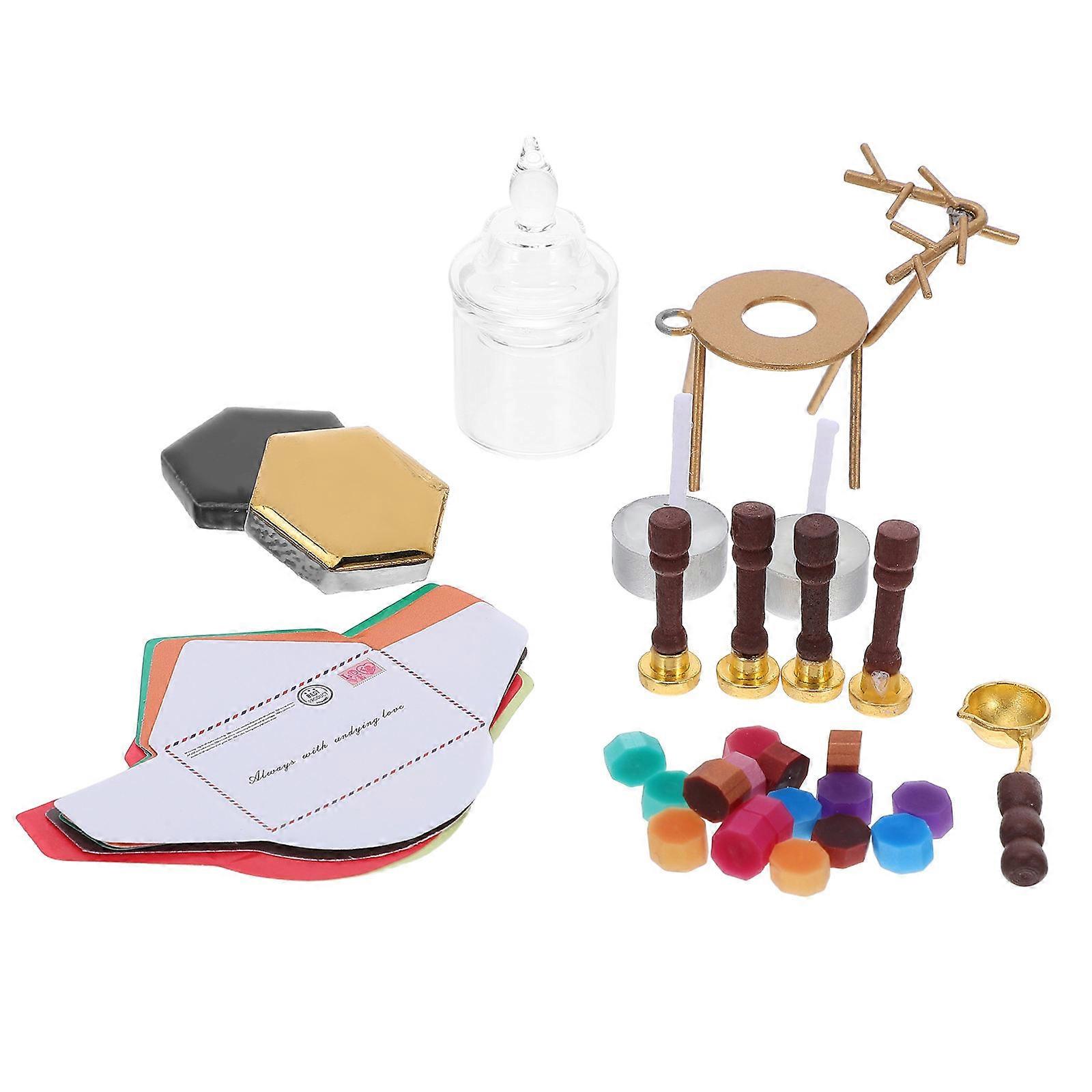 Dollhouse Miniature Wax Sealing Stamp Set Ideal For Collectors And Hobbyists Perfect For Indoor Decoration And DIY Crafts 1 Set