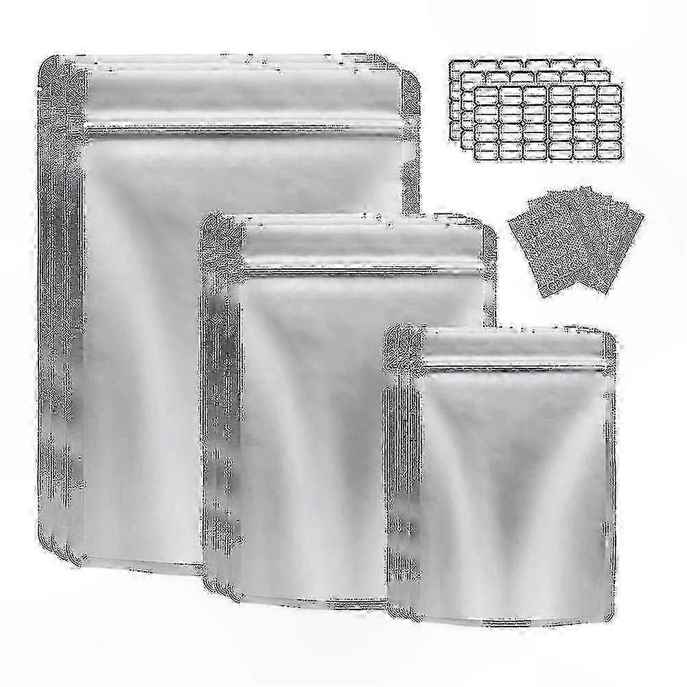 Food Storage Bags with Oxygen Absorbers - Resealable Mylar Pouches for Grains, Nuts - 50 Count