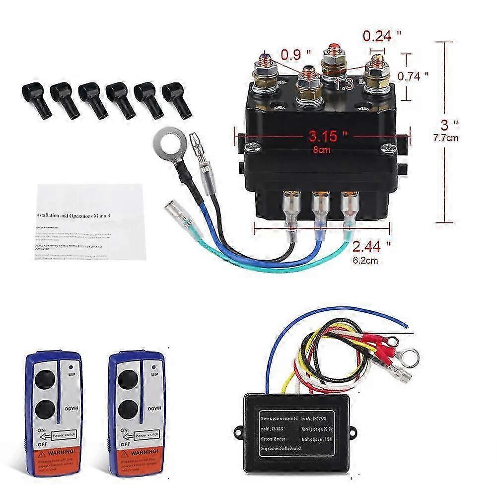 12V 500A HD Contactor Winch Control with Twin Wireless Remote for Recovery