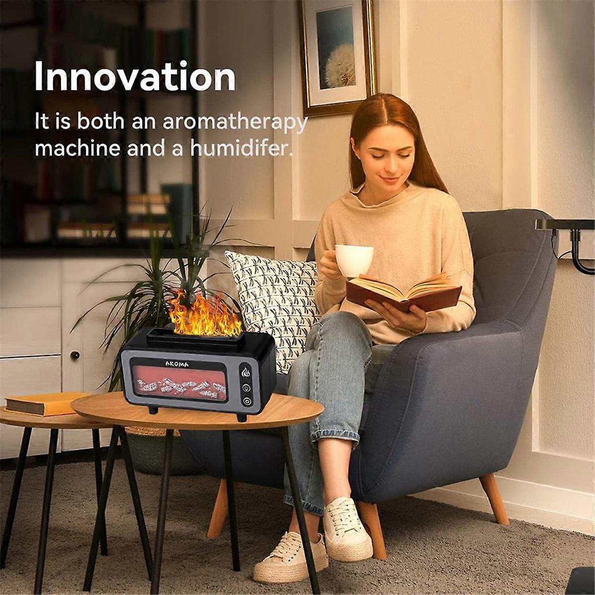 Fireplace Flame Humidifier 7 Flame Color Aroma Diffuser B