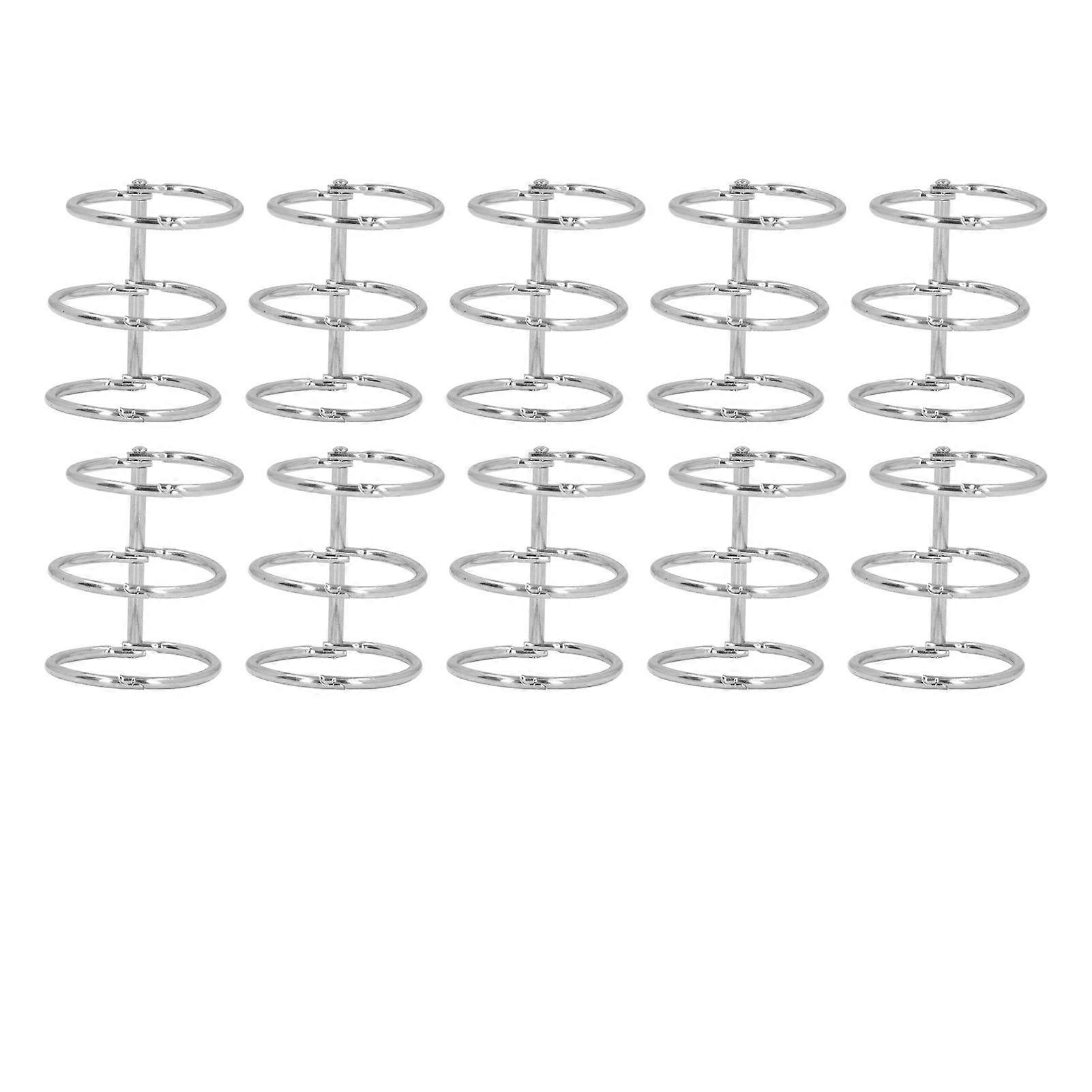 10Pcs 3 Ring Metal Loose Leaf Binders Stainless Steel Book Rings Photo Album Binding Spines for Notebook Travel Diary 30mm for 200Pcs A4 Paper
