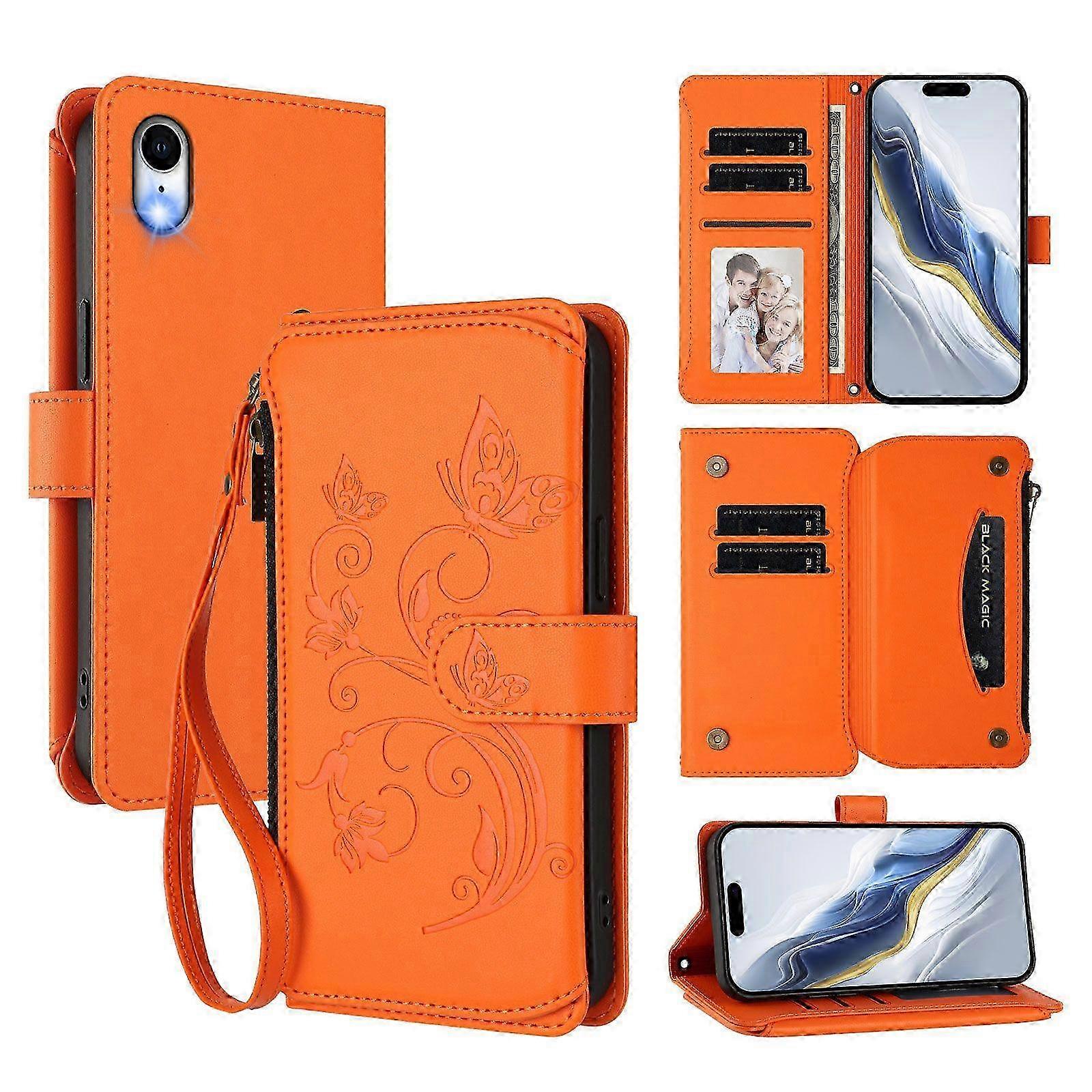 Wallet Flip Phone Cover for iPhone XR Embroidered Butterfly 5 Card ...