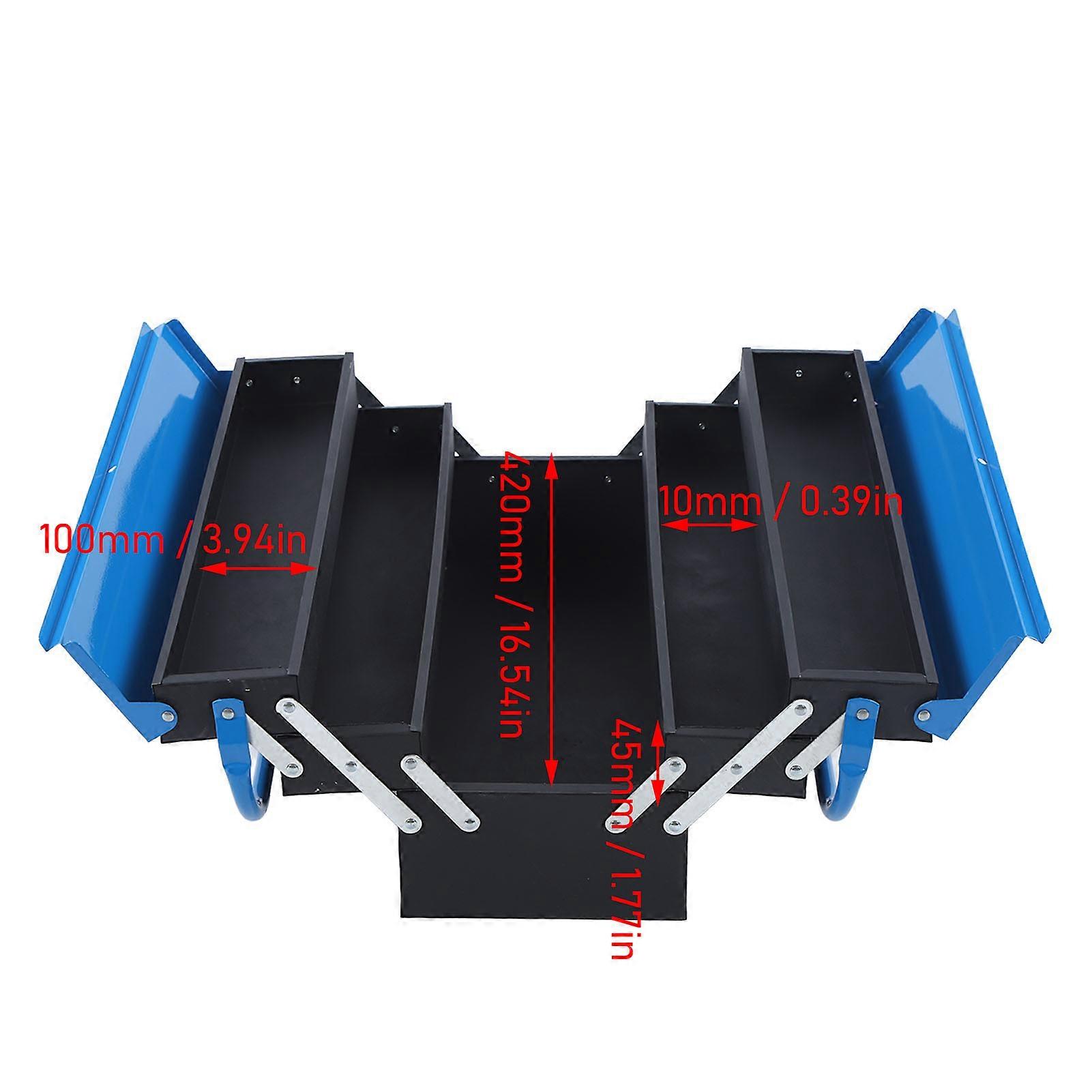 Large Portable Iron Toolbox 400x210x206mm Rust-Resistant Organizer