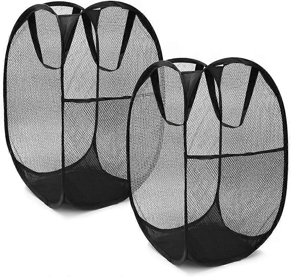 Laundry baskets, 2-pack black laundry baskets, pop-up laundry basket with large