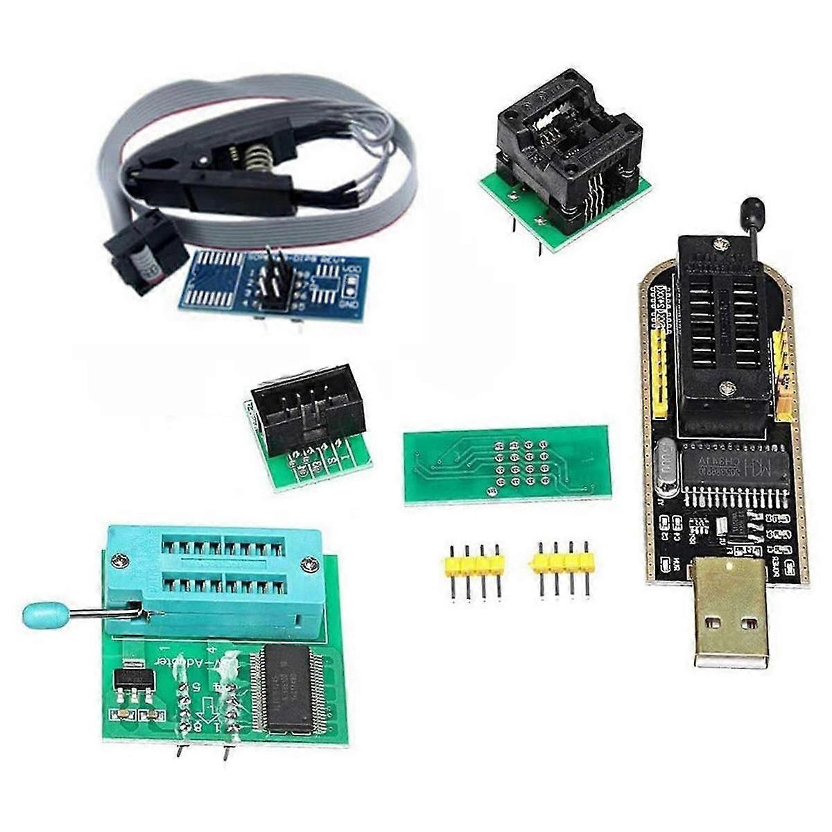 1Set CH341A 24 25 Series EEPROM Flash BIOS USB Programmer+SOIC8 SOP8 Test +SPI Flash 1.8V Adapter+S