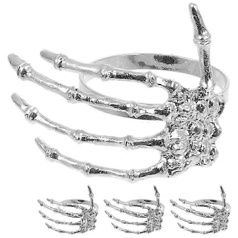 ハロウィンナプキンリング ゴーストナプキンリング 手のひら型ナプキンリング シルバー 4個 6.5x5.5x4.5cm