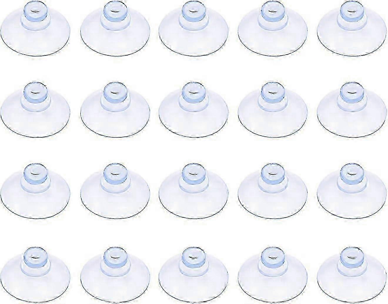 Pack Of 20 Small Transparent Plastic Suction Cups, Without Hook, 20 Mm