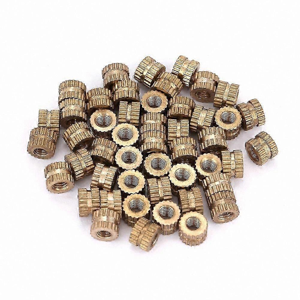 50 Pieces M3 Brass Knurled Cylinder Insert Nuts for Molded Embedding (M3x5x5.3)