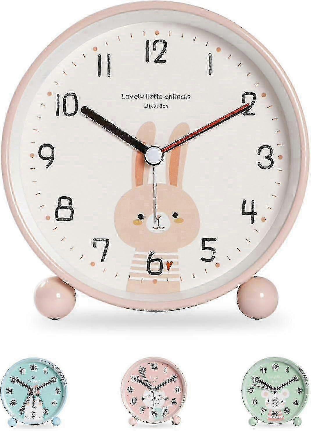 Educational Alarm Clock for Kids - Day/Night Easy to Set and Battery Operated Night Light Silent Non Ticking Travel Alarm Clock (Pink Rabbit) 2025